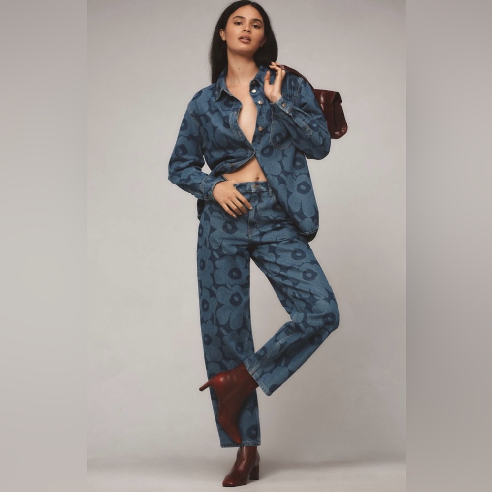 Marimekko Blue Floral Wide Leg Barrell